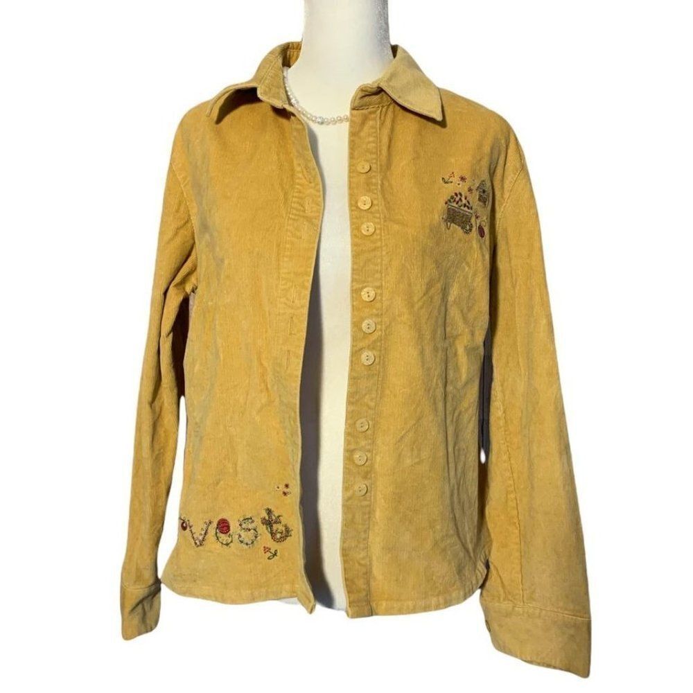 Christopher & Banks Yellow Harvest sweater embroidered women’s small